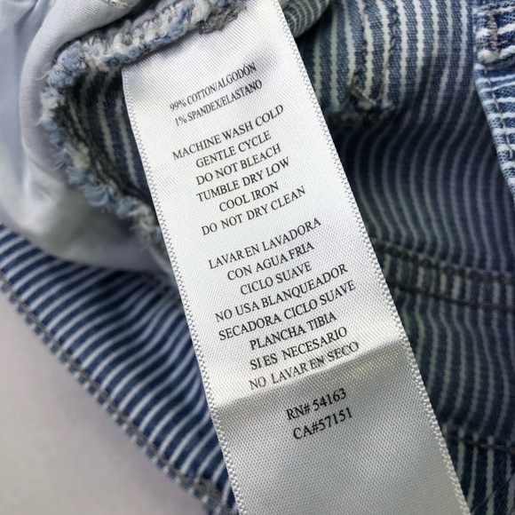 Calvin Klein Jeans High Rise Shorts Striped 6 Pockets Frayed Denim Curvy Blue - Picture 12 of 14